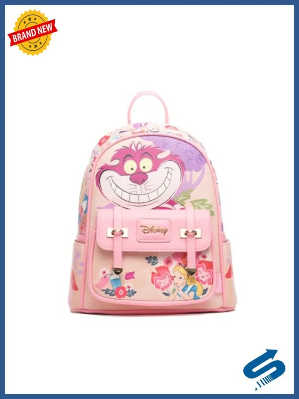 Faux Leather Mini Backpack with Adjustable Straps, Floral Pattern
